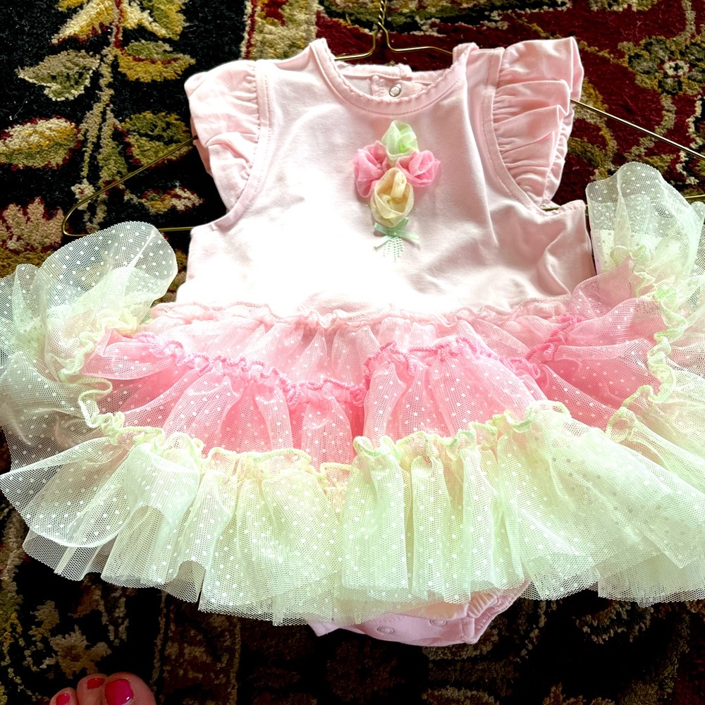 Little Me Dress - size 9 months - Little Me - pink/green nwt